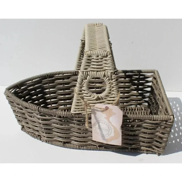New Gray Boat Yatch Ocean Woven Storage Basket Summer Pool Party BBQ - Picture 2 of 3